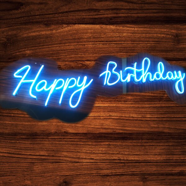 BlissfulBlue Happy Birthday Glow Letter Cut Neon Banner