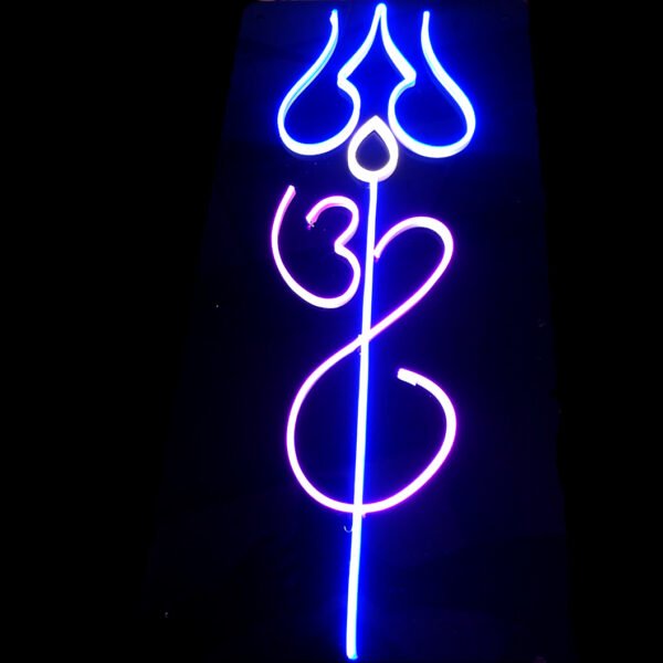 CosmicGlow Shiva Trishul With OM Neon Light