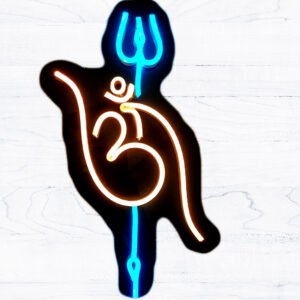 Golden OM Azure Shiva Trishul Neon Light