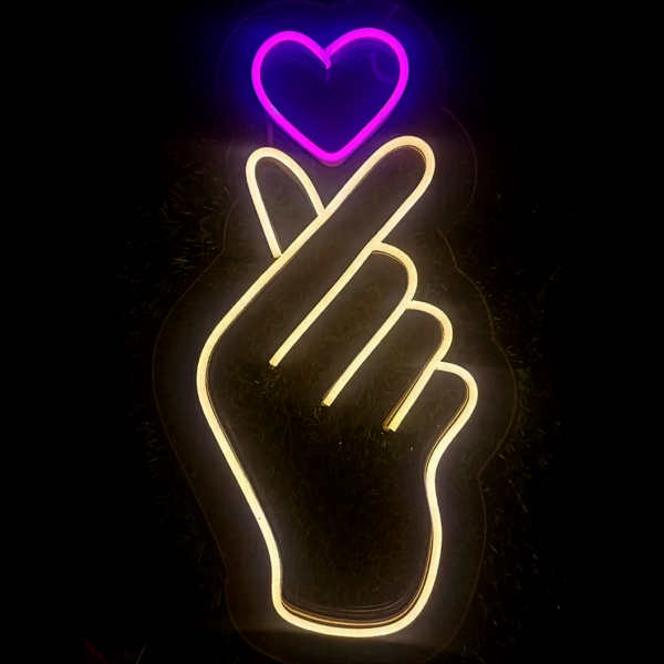 Pink Hearts United Neon Lights