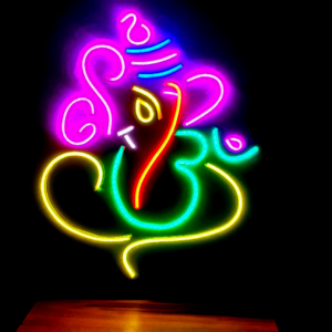 VibrantBlessings Multi Color Neon Ganesha Made With OM