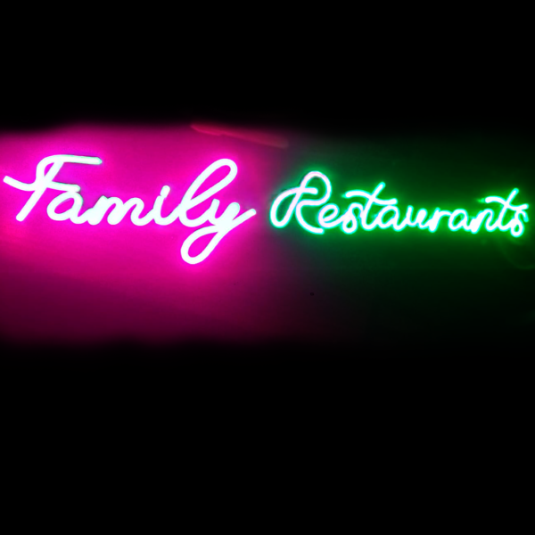 Family Restaurants Neon Banner