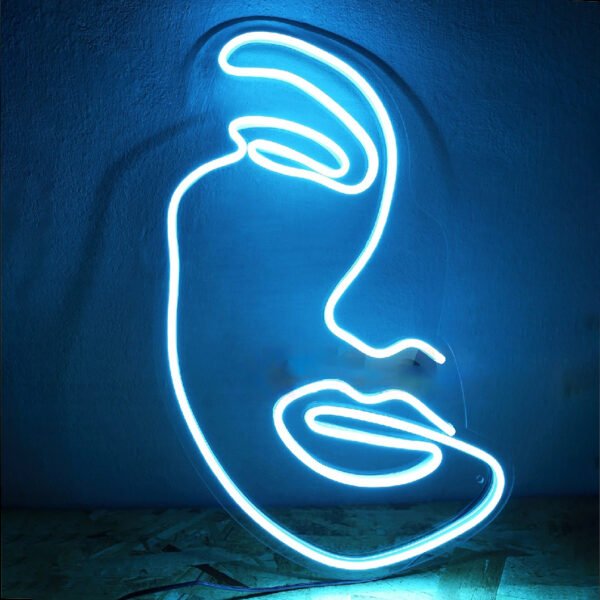 Modern Art Neon Girl Face