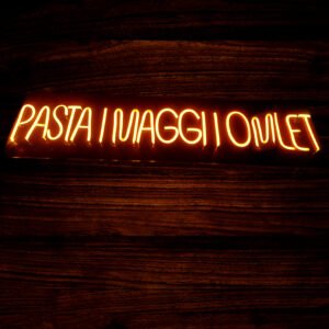 Pasta Maggi Omlet Neon Banner