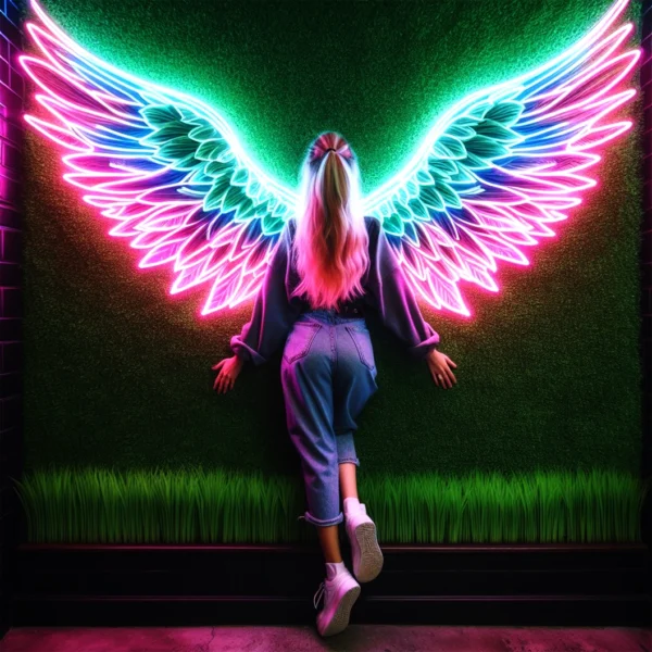 Radiant Feathered Angel Neon Wings