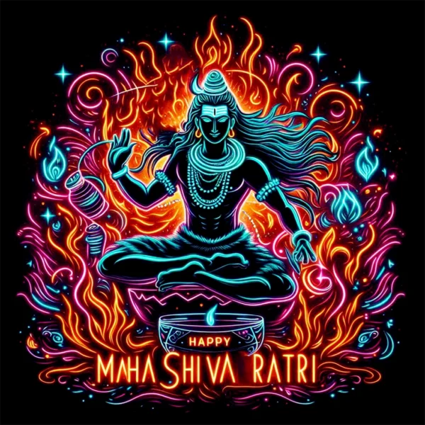 Happy Maha Shiva Ratri Neon Art